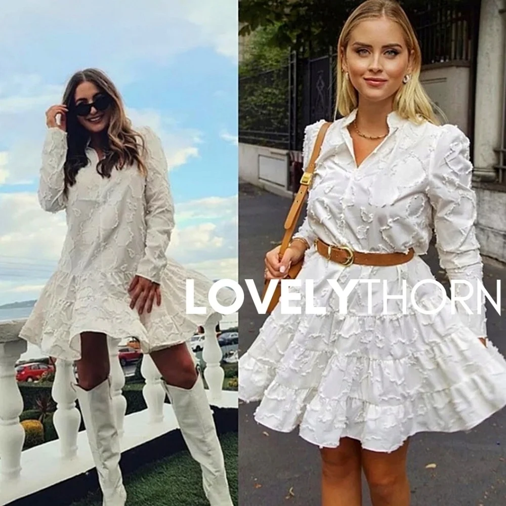 H&M // ltd ed blogger fave jacquard weave puff sleeve flare mini rocky barnes - Picture 3 of 16